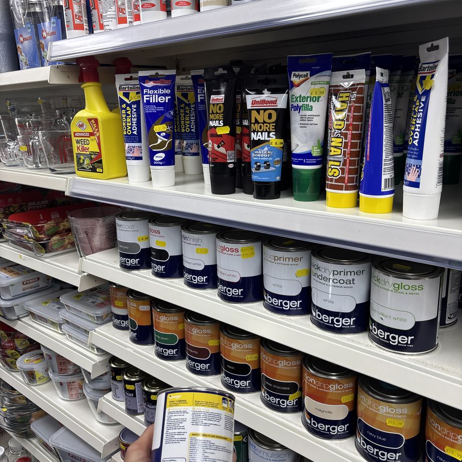 Wood varnish, fillers and decorating supplies